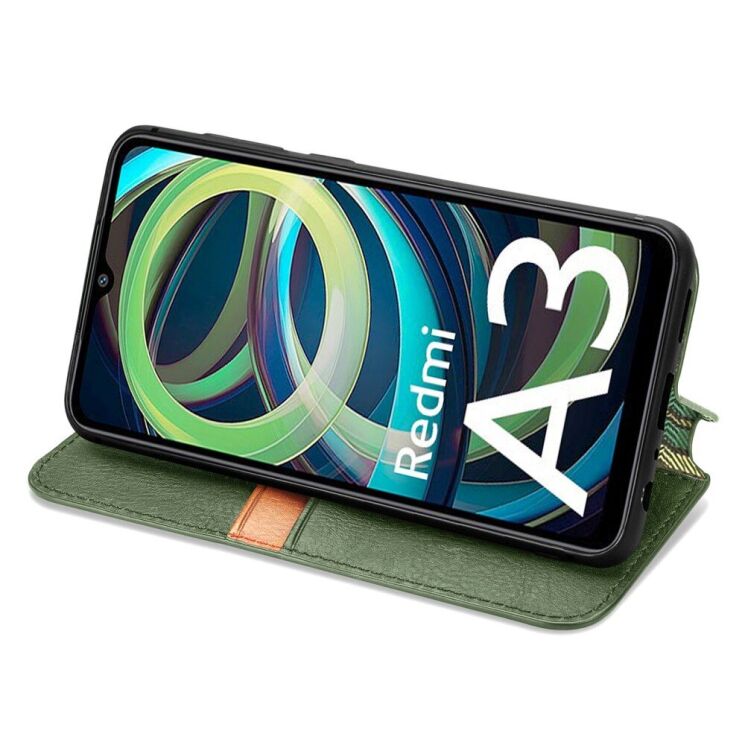 Чехол Deexe Rhombus Wallet для Xiaomi Redmi A3 - Green: фото 3 из 10