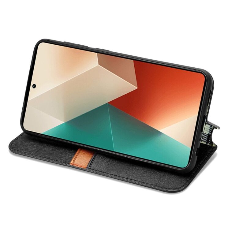 Чохол Deexe Rhombus Wallet для Xiaomi Redmi Note 13 5G - Black: фото 3 з 10