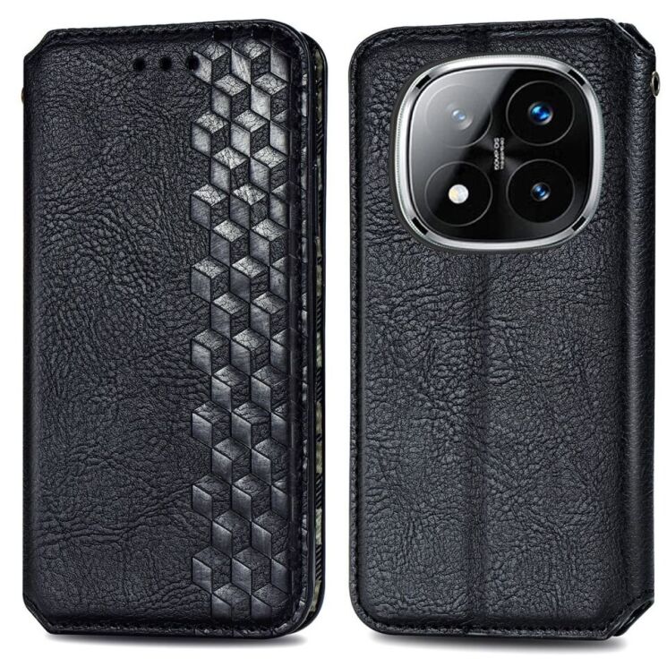 Чехол Deexe Rhombus Wallet для Xiaomi Redmi Note 14 Pro - Black: фото 2 из 10