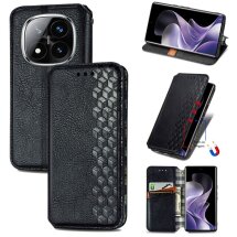 Чехол Deexe Rhombus Wallet для Xiaomi Redmi Note 14 Pro - Black: фото 1 из 10