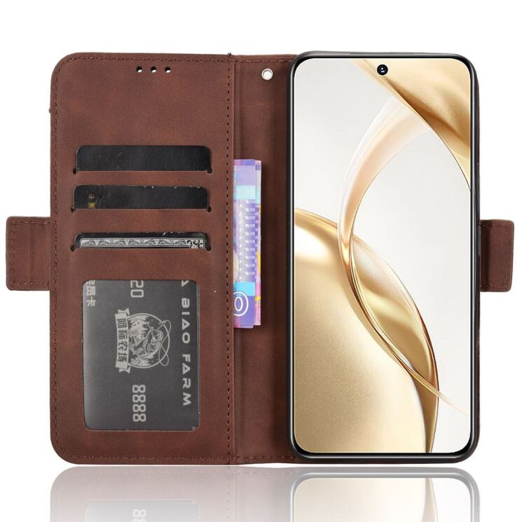 Чохол-книжка з кишеньками Deexe Wallet Stand для Honor 200 - Brown: фото 3 з 7