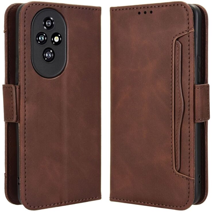 Чохол-книжка з кишеньками Deexe Wallet Stand для Honor 200 - Brown: фото 1 з 7