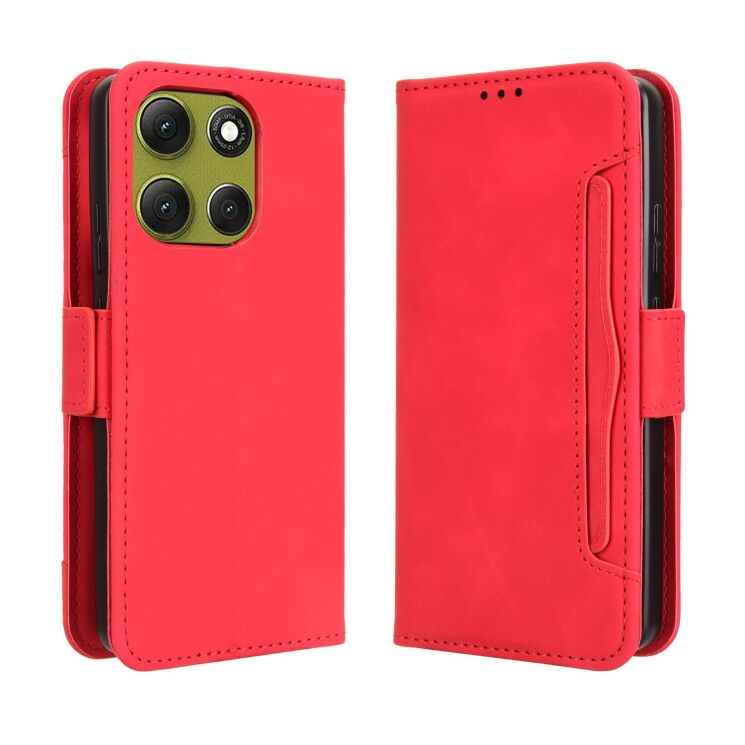Чохол Deexe Wallet Stand для Motorola Moto G86 - Red: фото 1 з 13
