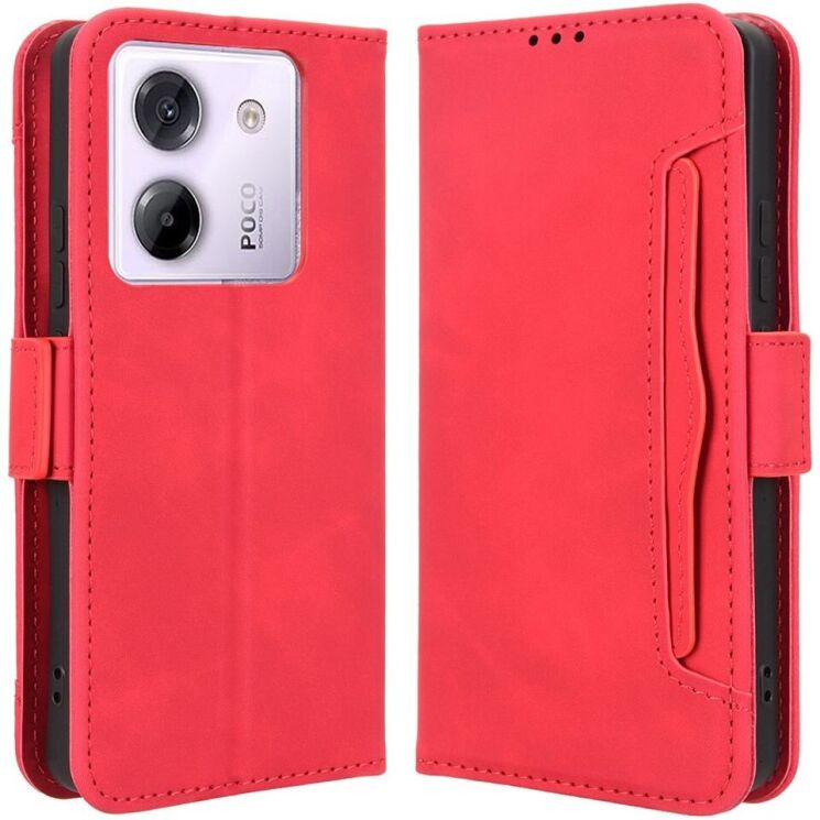 Чехол Deexe Wallet Stand для Xiaomi Poco M7 Pro - Red: фото 1 из 7