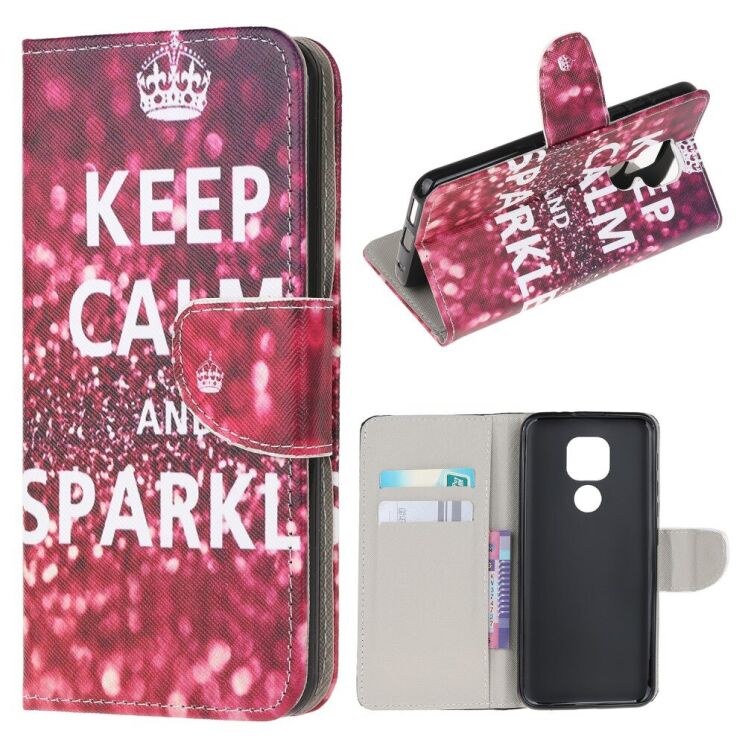 Чохол з малюнком Deexe Color Wallet для Motorola Moto E7 Plus / Moto G9 Play - Keep Calm and Sparkle: фото 1 з 6
