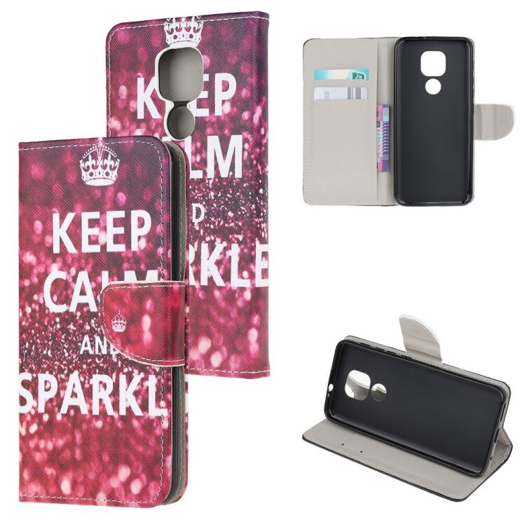 Чохол з малюнком Deexe Color Wallet для Motorola Moto E7 Plus / Moto G9 Play - Keep Calm and Sparkle: фото 6 з 6