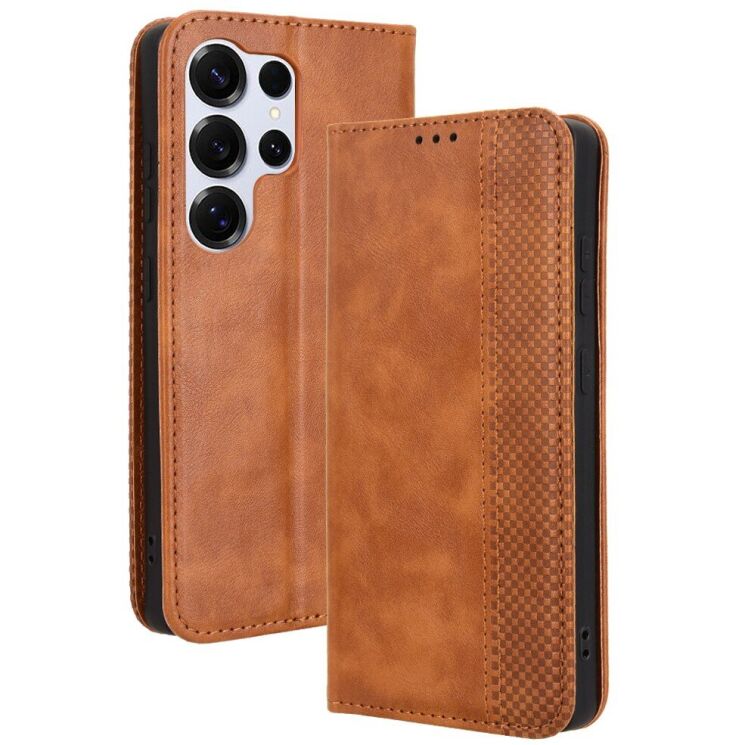 Чехол-книжка Deexe Retro Style для Samsung Galaxy S26 Ultra (S948) - Brown: фото 1 из 20