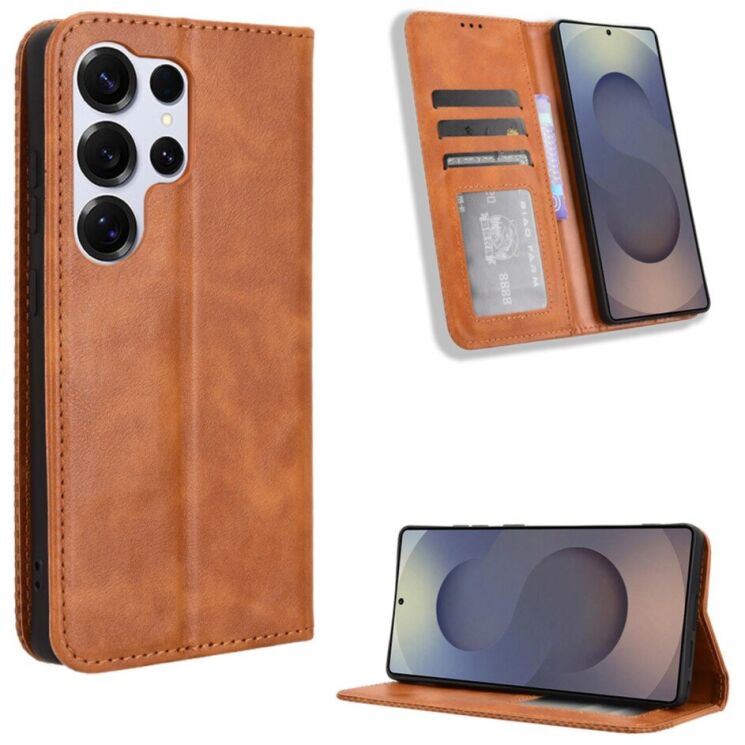 Чехол-книжка Deexe Retro Style для Samsung Galaxy S26 Ultra (S948) - Brown: фото 2 из 20
