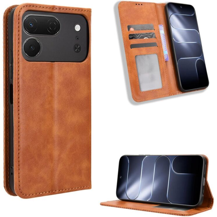 Чохол-книжка Deexe Retro Style для TECNO Spark 50 Pro - Brown: фото 2 з 20