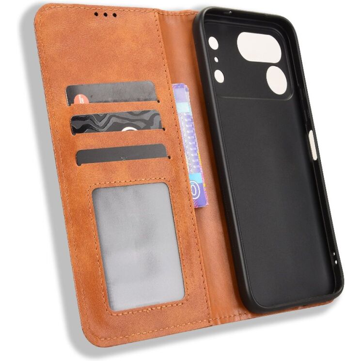 Чохол-книжка Deexe Retro Style для TECNO Spark 50 Pro - Brown: фото 5 з 20