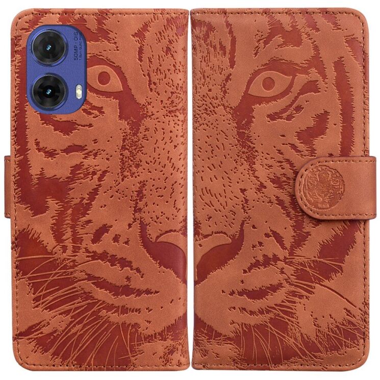 Чехол-книжка Deexe Tiger для Motorola Moto G85 - Brown: фото 1 из 7