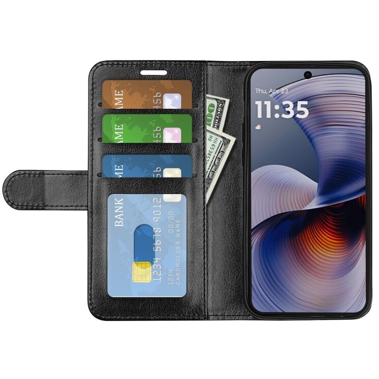 Чохол-книжка Deexe Wallet Style для Motorola Moto G55 - Black: фото 2 з 10