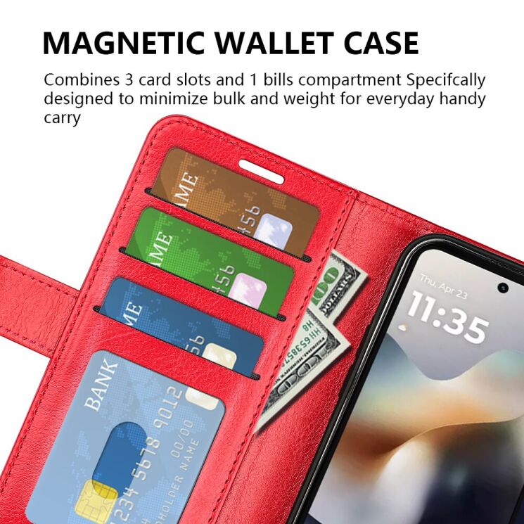 Чохол-книжка Deexe Wallet Style для Motorola Moto G56 - Black: фото 5 з 8