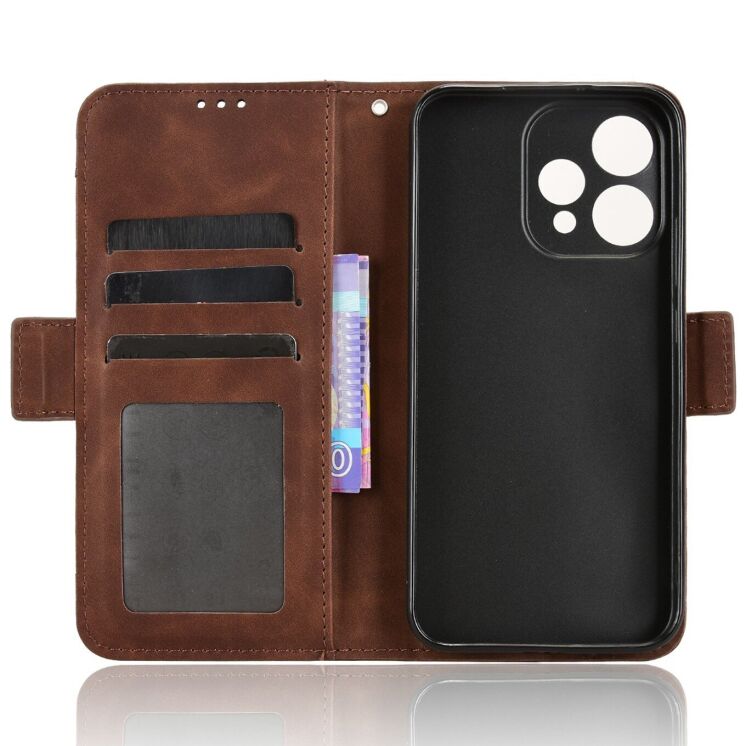 Чехол-книжка с карманами Deexe Wallet Stand для OPPO Reno 15 - Brown: фото 2 из 7