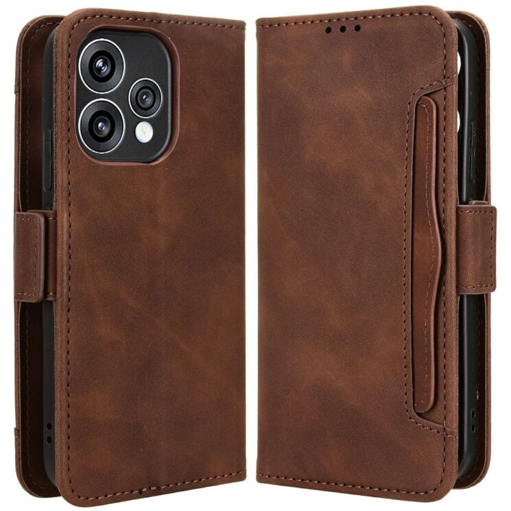 Чехол-книжка с карманами Deexe Wallet Stand для OPPO Reno 15 - Brown: фото 1 из 7