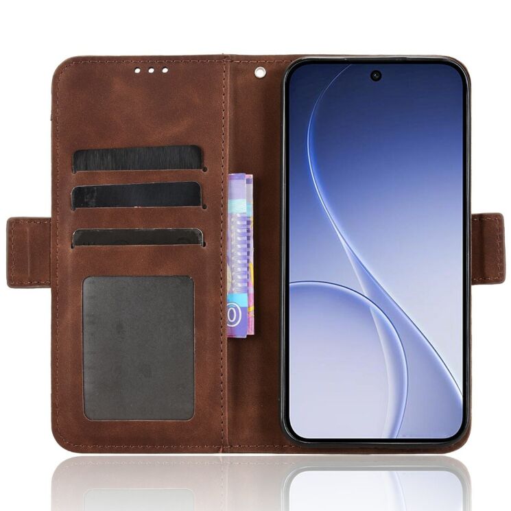 Чехол-книжка с карманами Deexe Wallet Stand для OPPO Reno 15 - Brown: фото 3 из 7
