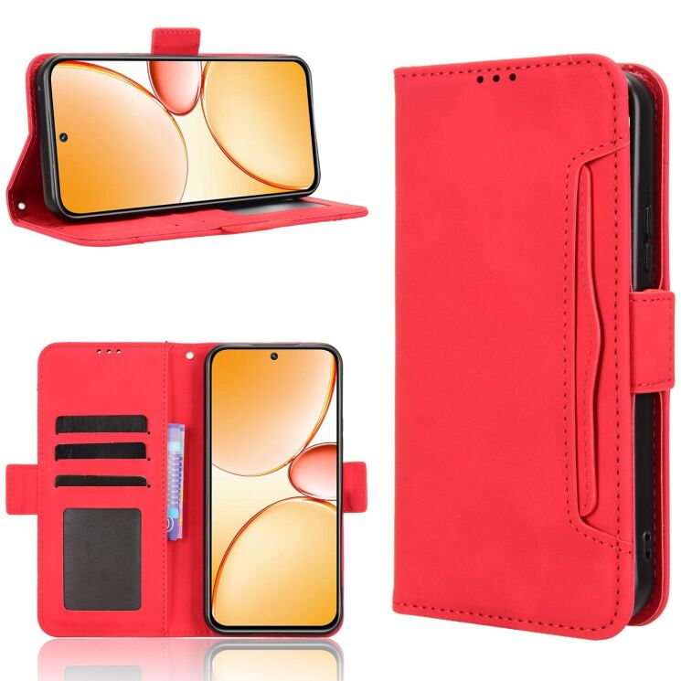 Чехол-книжка с карманами Deexe Wallet Stand для Realme C85 - Red: фото 8 из 15