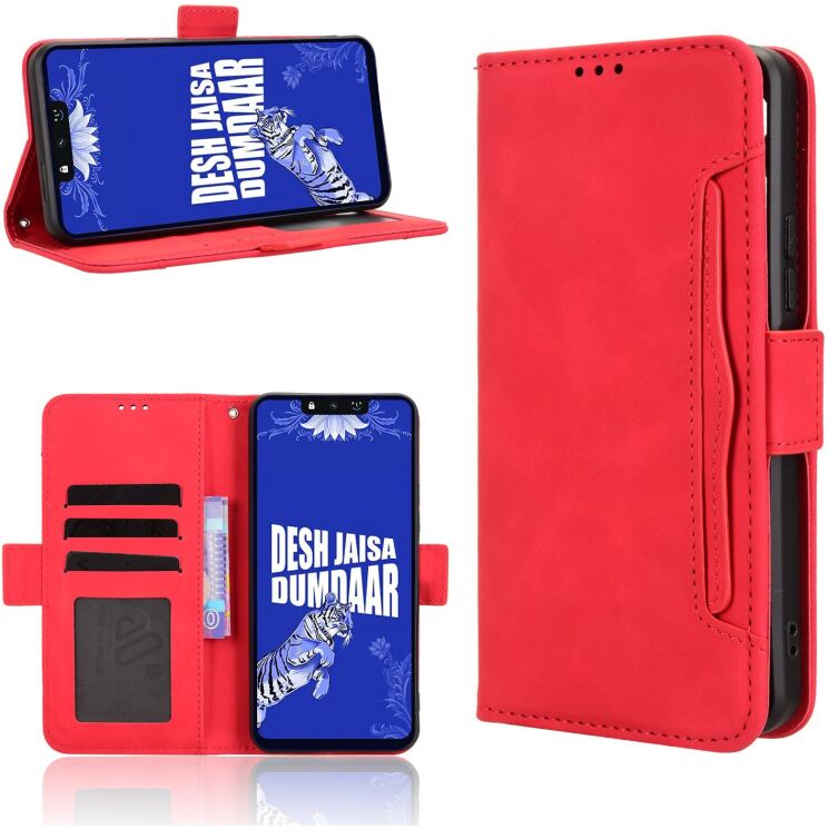 Чохол-книжка з кишеньками Deexe Wallet Stand для TECNO Spark Go 3 - Red: фото 6 з 13