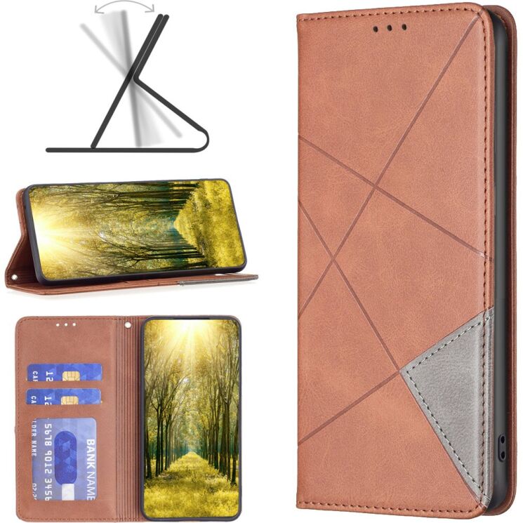 Чохол-книжка з кишеньками UniCase Geometric Pattern для Xiaomi Poco X8 Pro - Brown: фото 4 з 11