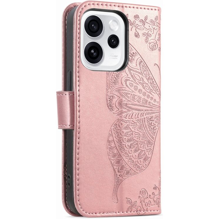 Чехол-книжка с рисунком UniCase Butterfly Pattern для OPPO Reno 15 F/FS - Rose Gold: фото 7 из 8