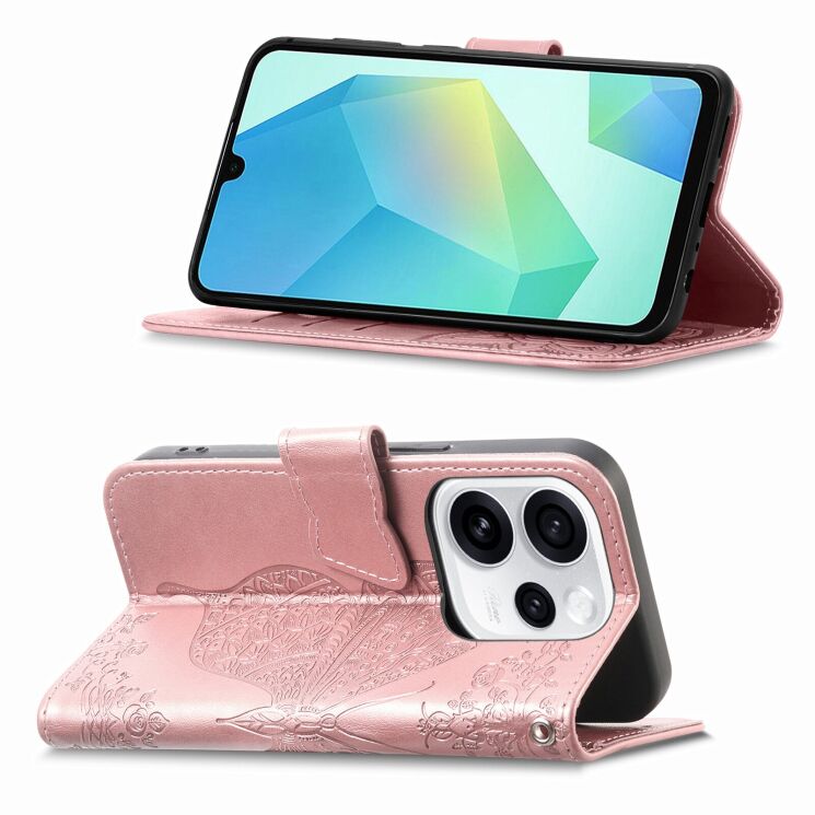 Чехол-книжка с рисунком UniCase Butterfly Pattern для OPPO Reno 15 F/FS - Rose Gold: фото 2 из 8