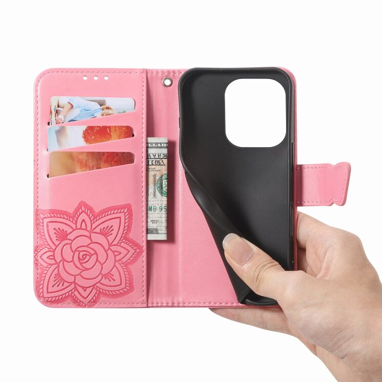 Чехол-книжка с рисунком UniCase Butterfly Pattern для OPPO Reno 15 F/FS - Rose Gold: фото 8 из 8