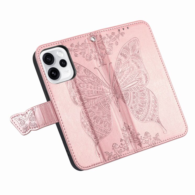 Чехол-книжка с рисунком UniCase Butterfly Pattern для OPPO Reno 15 F/FS - Rose Gold: фото 4 из 8