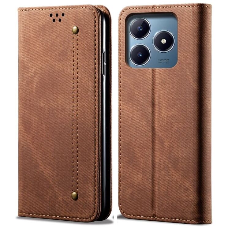 Чехол-книжка UniCase Jeans Wallet для Realme C63 / C61 / Note 60x - Coffee: фото 1 из 6
