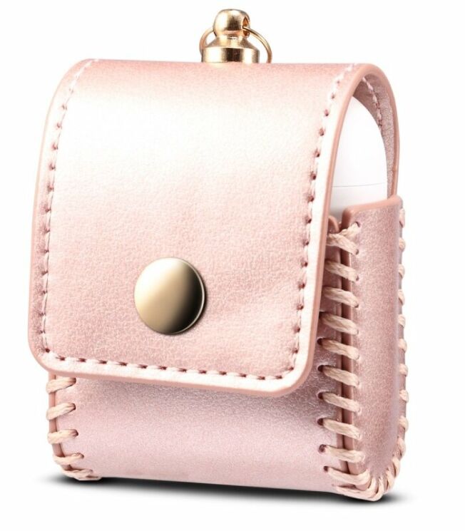 Чехол PEELCAS Leather Protective Case для Apple AirPods 1 / 2 / AirPods - Pink: фото 1 из 8