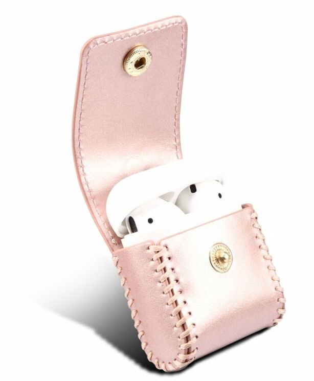 Чехол PEELCAS Leather Protective Case для Apple AirPods 1 / 2 / AirPods - Pink: фото 3 из 8