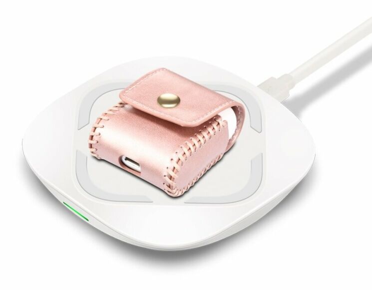 Чехол PEELCAS Leather Protective Case для Apple AirPods 1 / 2 / AirPods - Pink: фото 5 из 8