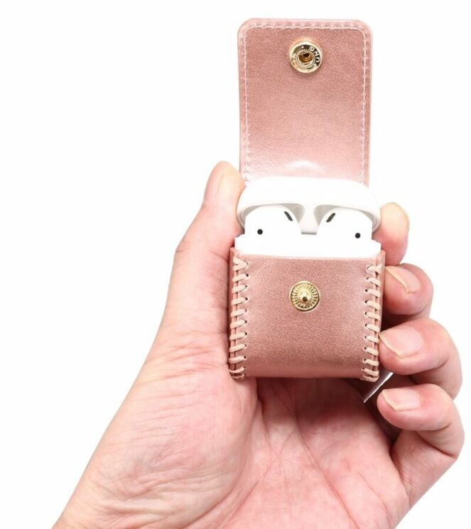 Чехол PEELCAS Leather Protective Case для Apple AirPods 1 / 2 / AirPods - Pink: фото 6 из 8