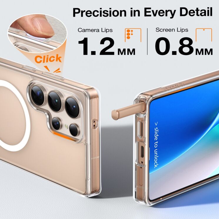 Чехол с подставкою TORRAS Ostand L1 (with MagSafe) для Samsung Galaxy S26 Ultra - Clear: фото 5 из 7