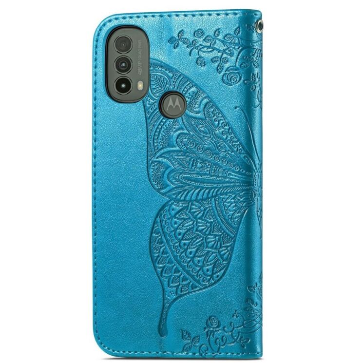 Чехол UniCase Butterfly Pattern для Motorola Moto E40 - Blue: фото 4 из 10