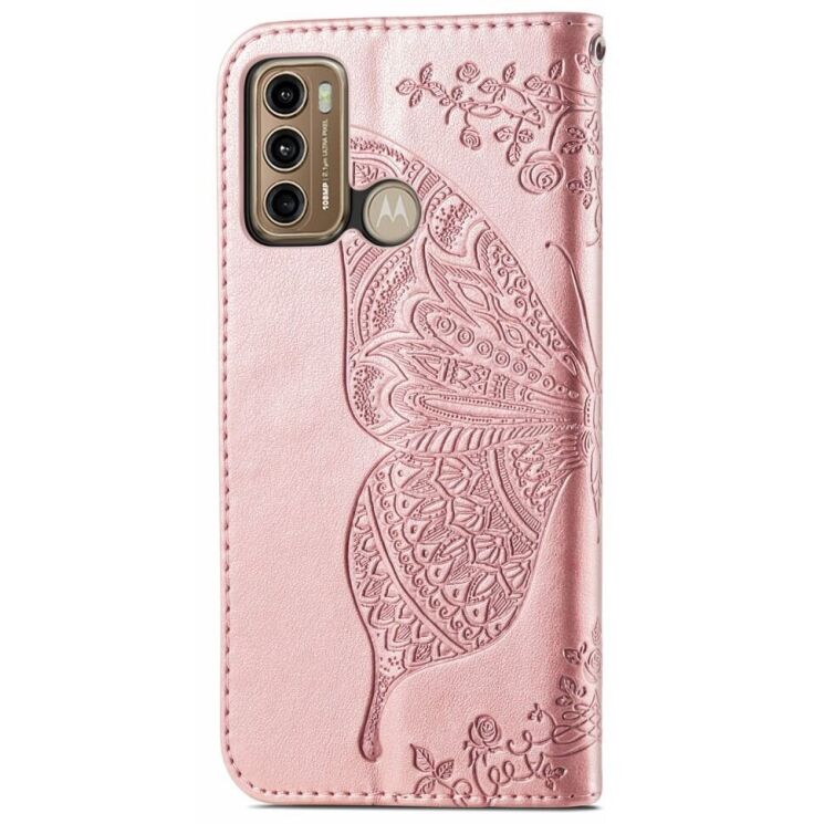 Чехол UniCase Butterfly Pattern для Motorola Moto G60 - Rose Gold: фото 5 из 9