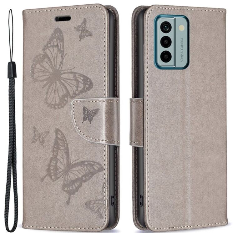 Чехол UniCase Butterfly Pattern для Nokia G22 - Grey: фото 1 из 7