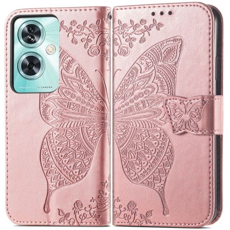 Чехол UniCase Butterfly Pattern для OnePlus Nord N30 SE - Rose Gold: фото 1 из 8