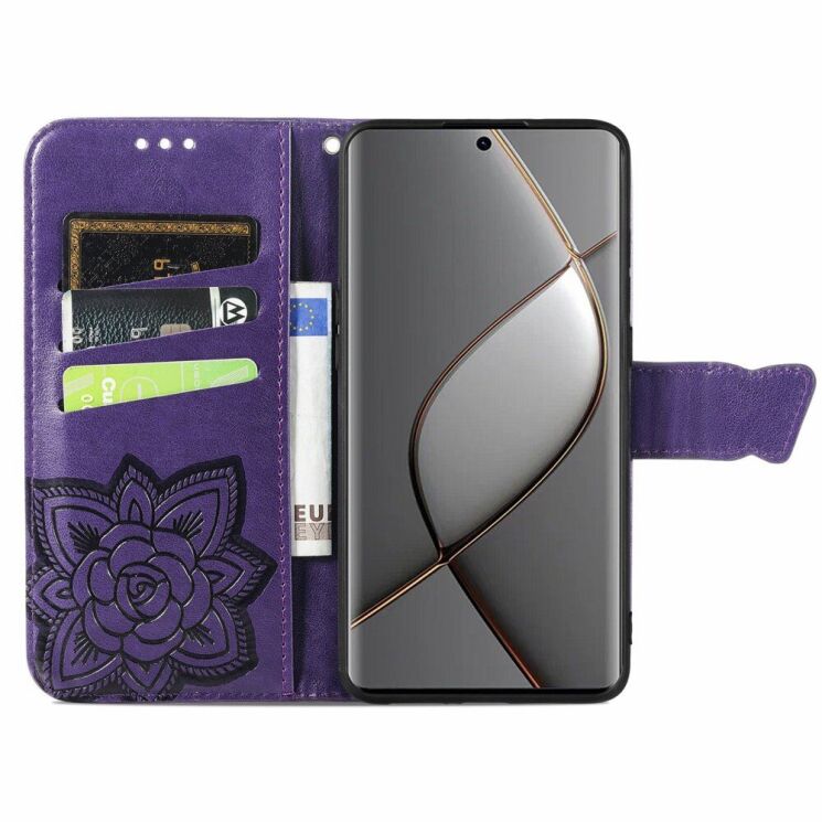 Чехол UniCase Butterfly Pattern для TECNO Spark 20 Pro+ - Dark Purple: фото 2 из 8