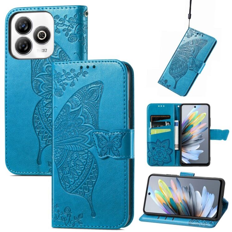 Чохол UniCase Butterfly Pattern для ZTE Blade A75 - Blue: фото 4 з 6