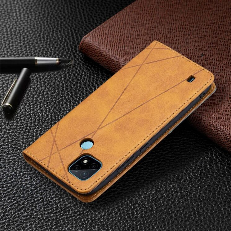 Чехол-книжка с кармашками UniCase Geometric Pattern для Realme C21 / C20 - Brown: фото 6 из 10
