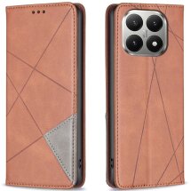 Чехол-книжка с кармашками UniCase Geometric Pattern для Xiaomi 15T - Brown: фото 1 из 8