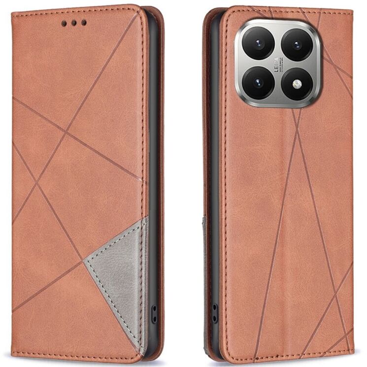 Чехол-книжка с кармашками UniCase Geometric Pattern для Xiaomi 15T - Brown: фото 1 из 8