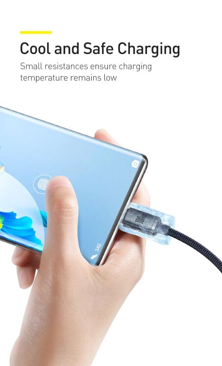 Кабель Baseus Crystal Shine Series USB to Type-C (100W, 2m) CAJY000501 - Black: фото 15 з 21