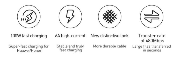 Кабель Baseus Crystal Shine Series USB to Type-C (100W, 2m) CAJY000501 - Black: фото 7 з 21