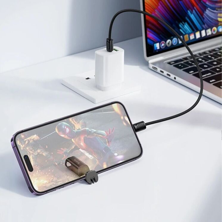 Кабель-ремінець Hoco X126 Type-C to Type-C (60W, 0.35m) - Black: фото 5 з 6