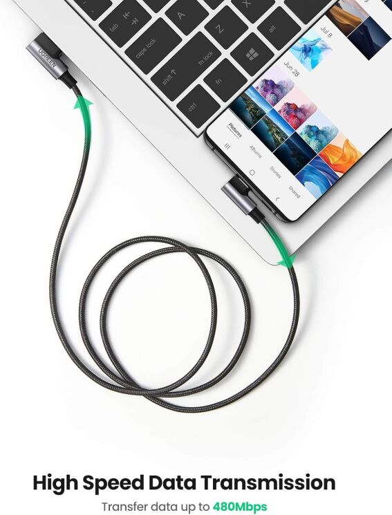 Кабель UGREEN US176 USB to Type-C (3A, 1m) - Black: фото 5 з 8