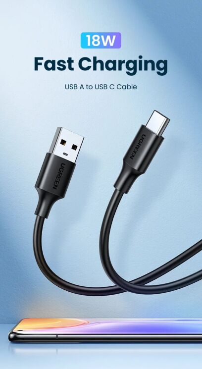 Кабель UGREEN US287 USB to Type-C (3A, 0.5m) 60120 - White: фото 2 из 12