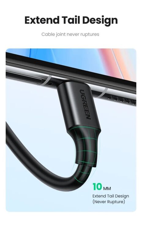 Кабель UGREEN US287 USB to Type-C (3A, 0.5m) 60120 - White: фото 5 из 12
