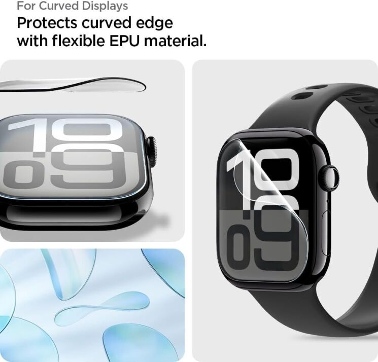 Комплект защитных пленок Spigen (SGP) EliteShield EZ Fit для Apple Watch 10 42 mm - Clear: фото 13 из 13