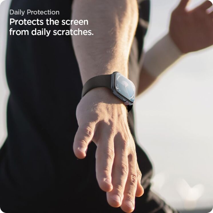 Комплект защитных пленок Spigen (SGP) EliteShield EZ Fit для Apple Watch 10 42 mm - Clear: фото 11 из 13